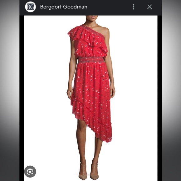 JOIE red floral ruffle dress - Picture 1 of 9